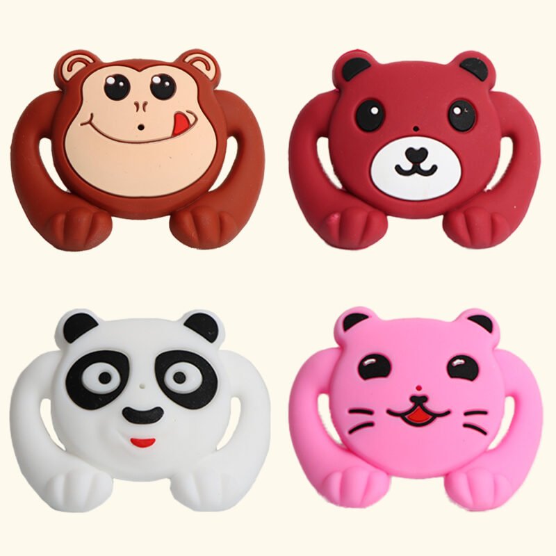 yikang custom animal pacifier little bear/baby silicone bpa free cute cat/monkey/panda designs small arc shape no handle