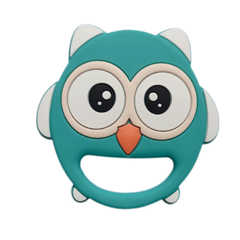 owl baby teether silicone toy cpc/ce certified, 4 colors, factory direct, fast shipping & custom support