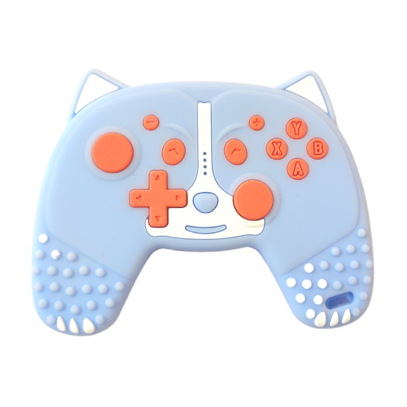 soft silicone baby teether non toxic chew toy for teething infants, bpa free gamepad shape, gum relief, factory wholesale