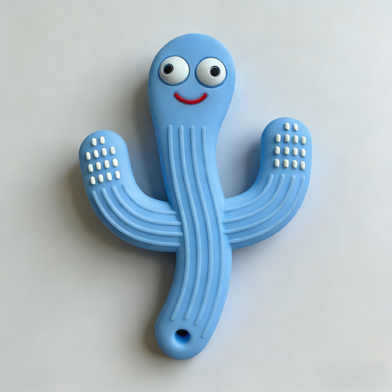yikang soft cactus teether food grade silicone teething toy for 0 24m, cpc/ce certified, multi color ready stock fast delivery