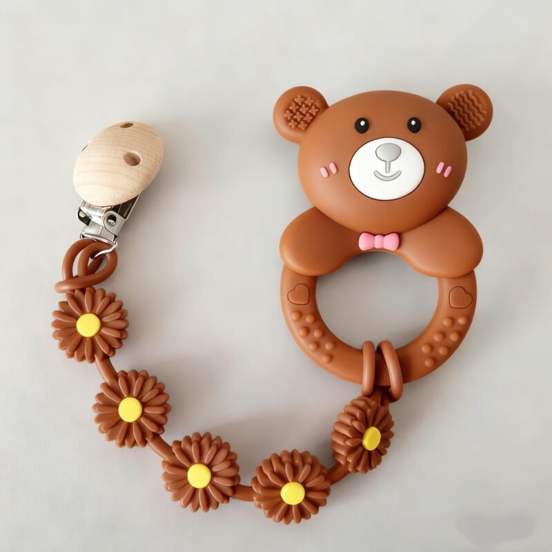 yikang 2025 rattle & teether set bpa free silicone toy, perfect for christmas & new year gifts, fast shipping