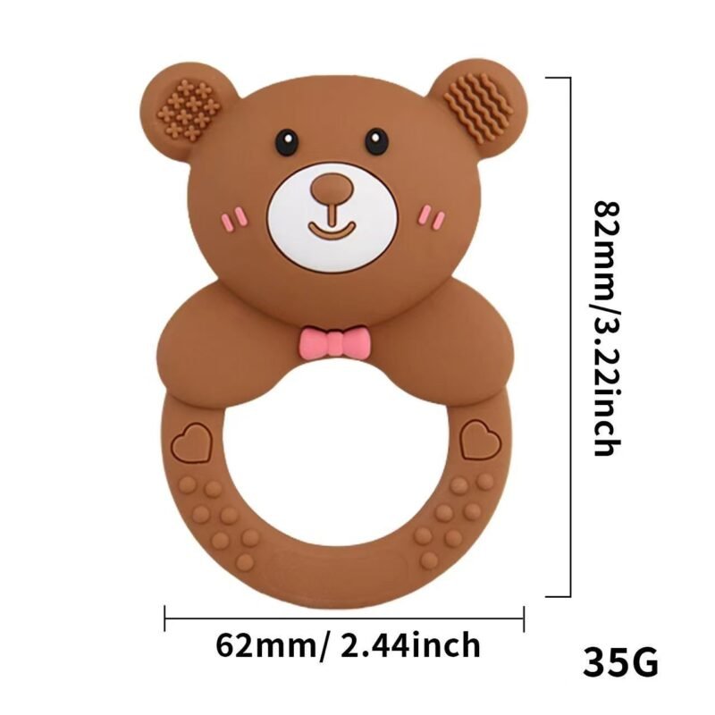 yikang 2025 pink bear rattle teether multi color food grade silicone environment friendly high quality christmas new year gift