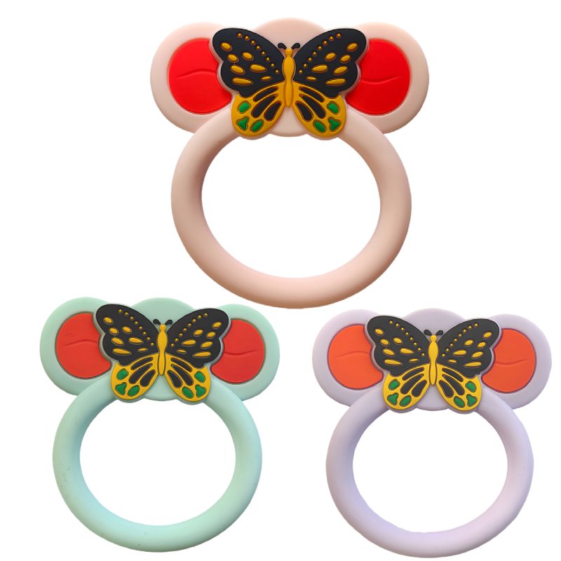 wholesale new style butterfly shape ring safe baby silicone teether turtle toy soft and comfortable wholesale new style butterfly shape ring safe baby silicone teether turtle toy soft and comfortable