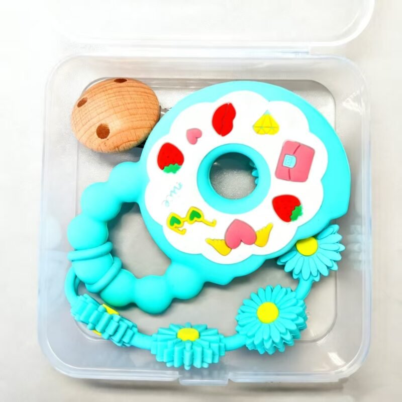 complete on the go teething solution: silicone teether, anti loss clip & carry case | unisex baby gift for christmas travel