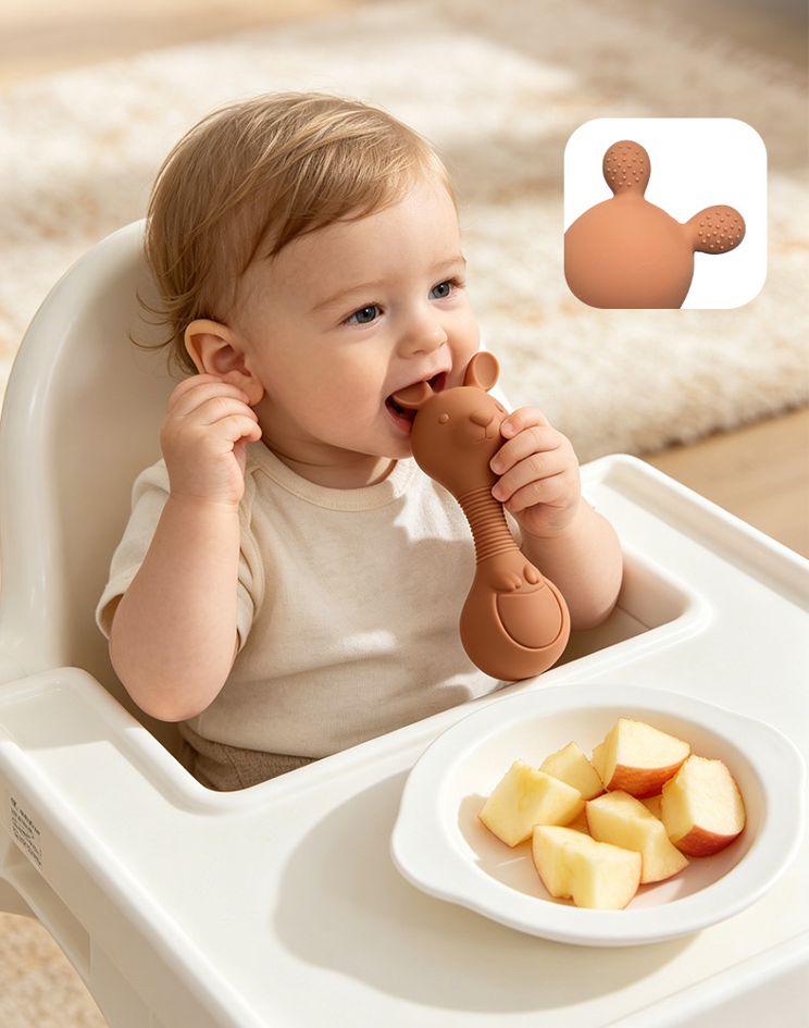 kangaroo 4 Baby chewing kangaroo silicone teether rattle in high chair